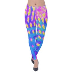 Pink, Blue And Yellow Abstract Coneflower Velvet Leggings by myrubiogarden