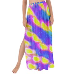 Pink, Blue And Yellow Abstract Coneflower Maxi Chiffon Tie-up Sarong by myrubiogarden