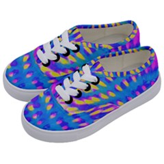 Pink, Blue And Yellow Abstract Coneflower Kids  Classic Low Top Sneakers by myrubiogarden