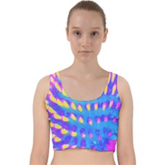 Pink, Blue And Yellow Abstract Coneflower Velvet Racer Back Crop Top