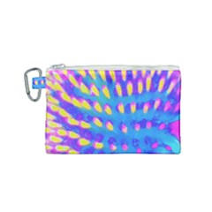 Pink, Blue And Yellow Abstract Coneflower Canvas Cosmetic Bag (small) by myrubiogarden