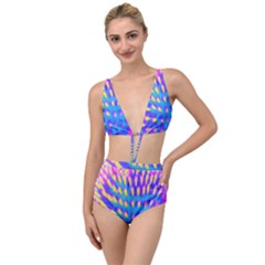 Pink, Blue And Yellow Abstract Coneflower Tied Up Two Piece Swimsuit by myrubiogarden