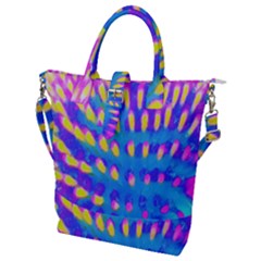 Pink, Blue And Yellow Abstract Coneflower Buckle Top Tote Bag