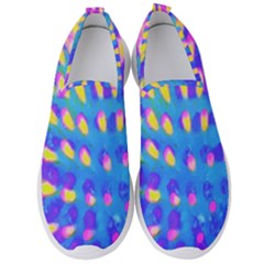 Pink, Blue And Yellow Abstract Coneflower Men s Slip On Sneakers