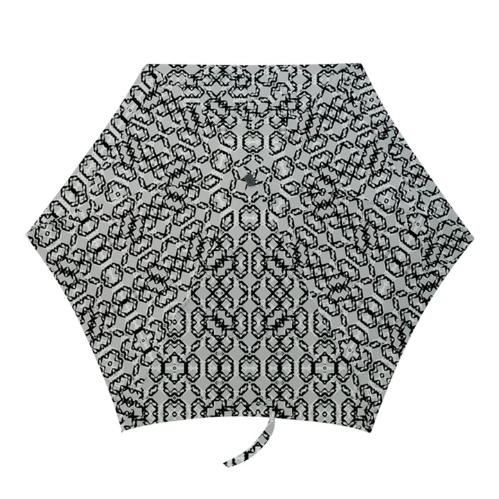 Black And White Intricate Modern Geometric Pattern Mini Folding Umbrellas