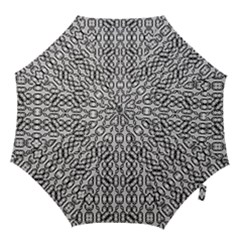 Black And White Intricate Modern Geometric Pattern Hook Handle Umbrellas (large)