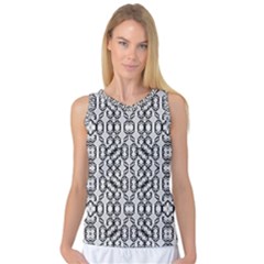 Black And White Intricate Modern Geometric Pattern Women s Basketball Tank Top by dflcprintsclothing