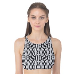 Black And White Intricate Modern Geometric Pattern Tank Bikini Top by dflcprintsclothing