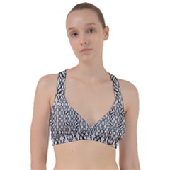 Black And White Intricate Modern Geometric Pattern Sweetheart Sports Bra by dflcprintsclothing