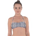 Black And White Intricate Modern Geometric Pattern Halter Bandeau Bikini Top View1