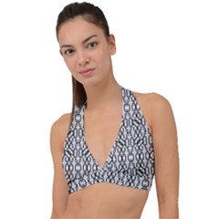 Black And White Intricate Modern Geometric Pattern Halter Plunge Bikini Top by dflcprintsclothing