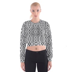 Black And White Intricate Modern Geometric Pattern Cropped Sweatshirt