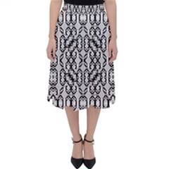 Black And White Intricate Modern Geometric Pattern Classic Midi Skirt