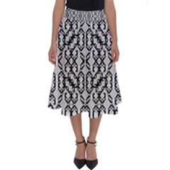 Black And White Intricate Modern Geometric Pattern Perfect Length Midi Skirt