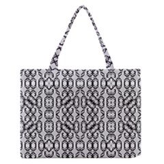 Black And White Intricate Modern Geometric Pattern Zipper Medium Tote Bag by dflcprintsclothing