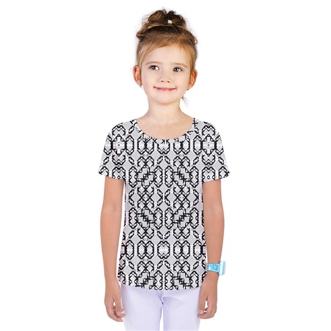 Black And White Intricate Modern Geometric Pattern Kids  One Piece Tee by dflcprintsclothing