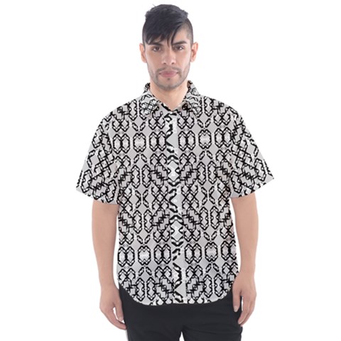 Black And White Intricate Modern Geometric Pattern Men s Short Sleeve Shirt by dflcprintsclothing