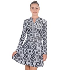 Black And White Intricate Modern Geometric Pattern Long Sleeve Panel Dress