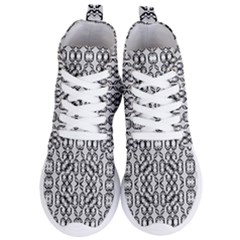 Black And White Intricate Modern Geometric Pattern Women s Lightweight High Top Sneakers by dflcprintsclothing