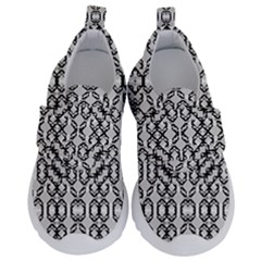 Black And White Intricate Modern Geometric Pattern Kids  Velcro No Lace Shoes by dflcprintsclothing