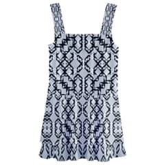 Black And White Intricate Modern Geometric Pattern Kids  Layered Skirt Swimsuit