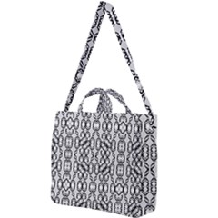 Black And White Intricate Modern Geometric Pattern Square Shoulder Tote Bag