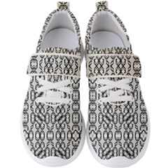 Black And White Intricate Modern Geometric Pattern Men s Velcro Strap Shoes