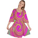 Groovy Abstract Pink, Turquoise And Yellow Swirl Velour Kimono Dress View1