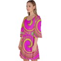 Groovy Abstract Pink, Turquoise And Yellow Swirl Velour Kimono Dress View2