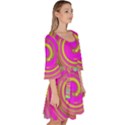 Groovy Abstract Pink, Turquoise And Yellow Swirl Velour Kimono Dress View3