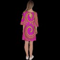 Groovy Abstract Pink, Turquoise And Yellow Swirl Velour Kimono Dress View4