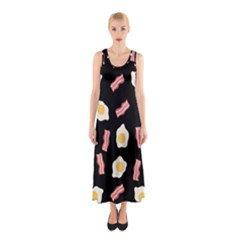 Bacon And Egg Pop Art Pattern Sleeveless Maxi Dress by Valentinaart