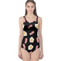 Bacon and Egg Pop Art Pattern One Piece Swimsuit View1