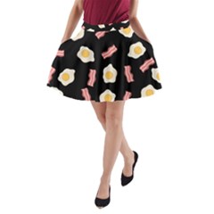 Bacon And Egg Pop Art Pattern A-line Pocket Skirt by Valentinaart