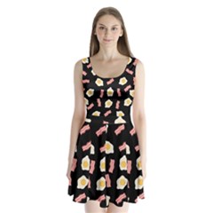 Bacon And Egg Pop Art Pattern Split Back Mini Dress  by Valentinaart