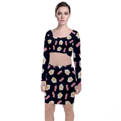 Bacon And Egg Pop Art Pattern Top And Skirt Sets