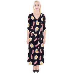 Bacon And Egg Pop Art Pattern Quarter Sleeve Wrap Maxi Dress