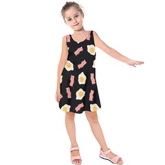 Bacon And Egg Pop Art Pattern Kids  Sleeveless Dress by Valentinaart