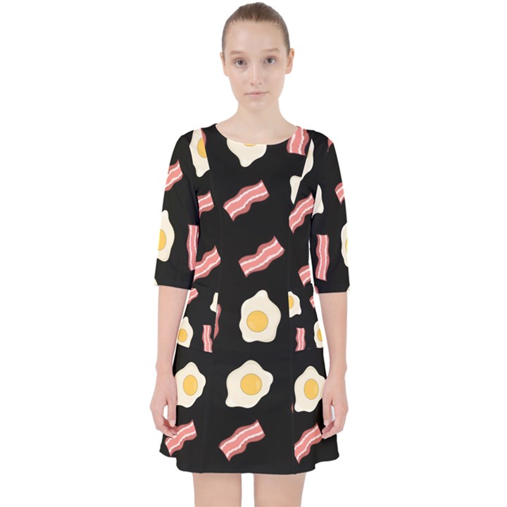 Bacon and Egg Pop Art Pattern Pocket Dress