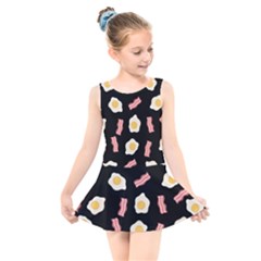 Bacon And Egg Pop Art Pattern Kids  Skater Dress Swimsuit