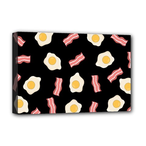 Bacon And Egg Pop Art Pattern Deluxe Canvas 18  X 12  (stretched) by Valentinaart