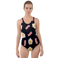 Bacon And Egg Pop Art Pattern Cut-out Back One Piece Swimsuit by Valentinaart