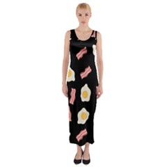 Bacon And Egg Pop Art Pattern Fitted Maxi Dress by Valentinaart