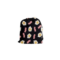 Bacon And Egg Pop Art Pattern Drawstring Pouch (xs) by Valentinaart