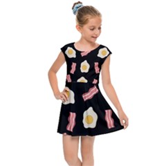 Bacon And Egg Pop Art Pattern Kids  Cap Sleeve Dress by Valentinaart