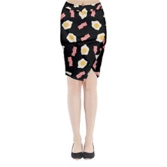 Bacon And Egg Pop Art Pattern Midi Wrap Pencil Skirt by Valentinaart