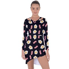 Bacon And Egg Pop Art Pattern Asymmetric Cut-out Shift Dress by Valentinaart