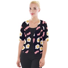 Bacon And Egg Pop Art Pattern Cropped Button Cardigan