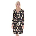 Bacon and Egg Pop Art Pattern Long Sleeve Velvet Front Wrap Dress View1