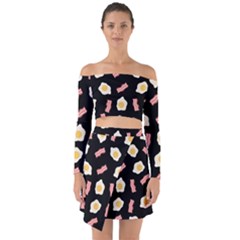 Bacon And Egg Pop Art Pattern Off Shoulder Top With Skirt Set by Valentinaart